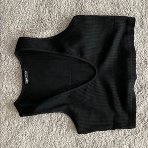 Plunging neck rib- knit tank top 🛍🛍